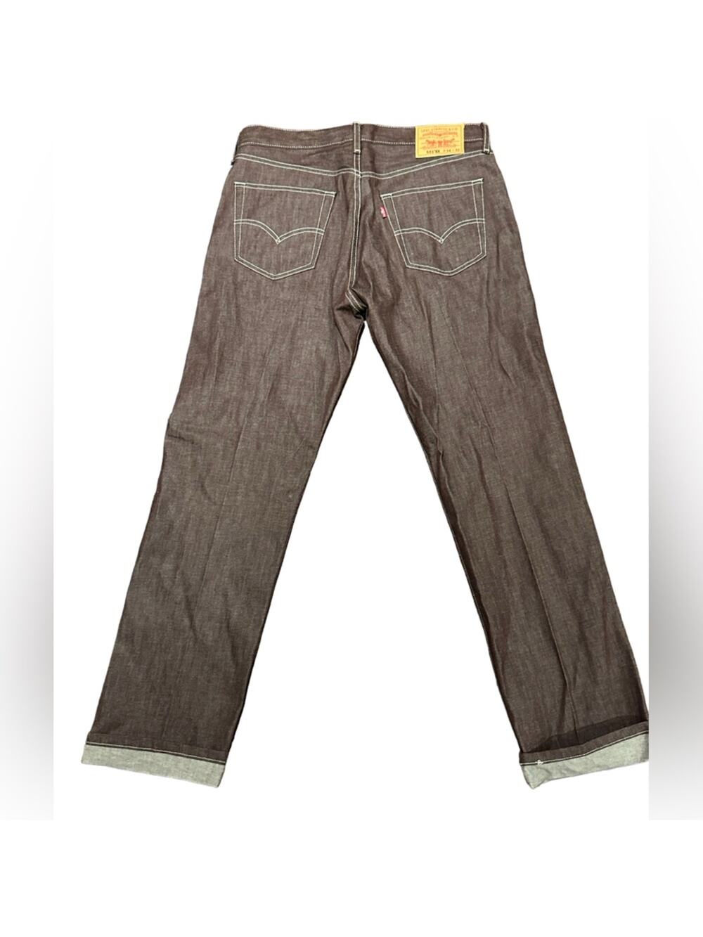 Levi’s 501 Straight Fit Burgundy Denim Jeans in a Mens 34 x 32 100% Cotton